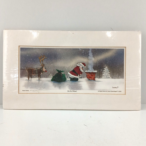 Dan Larsen Snow People Painting "Ho Ho Whoa! Matster Edition Signed 14"x8" - Picture 2 of 11
